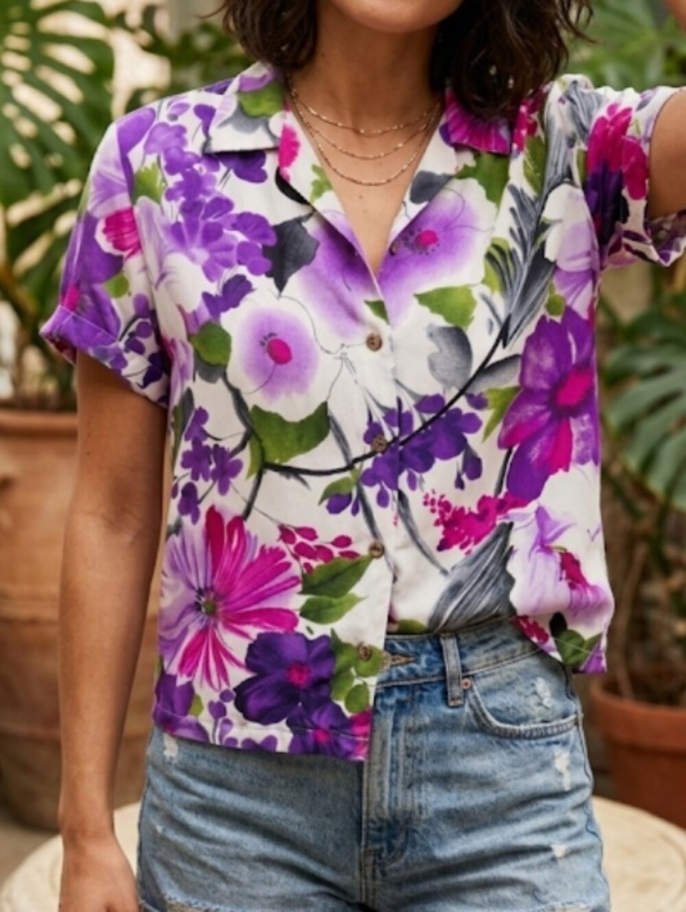 Last Chance Vintage Hawaiian Puanani Shirt-Coconut Shell Buttons (Sz M) Vibrant